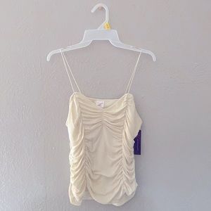Shine top, cream color, spaghetti strap blouse